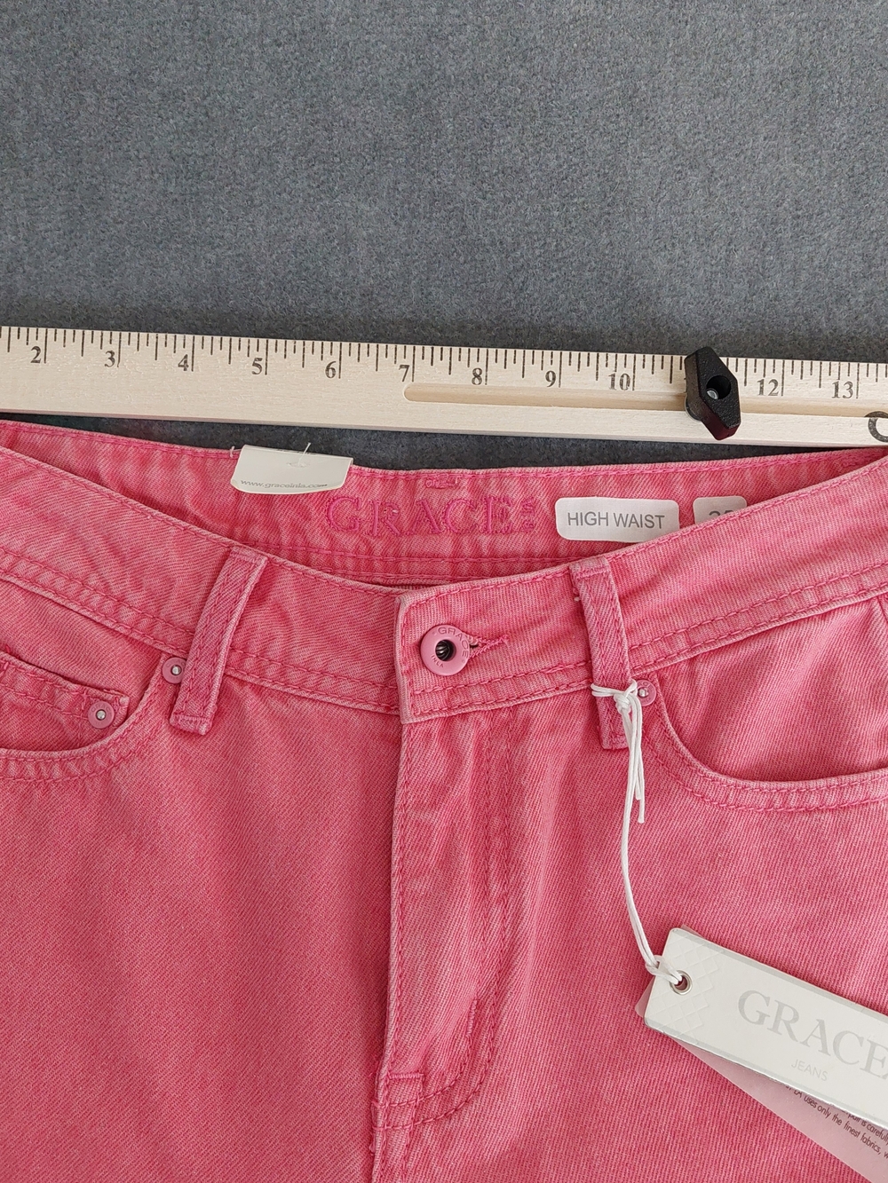 Grace in LA Pink Star Sequin Flare Jeans Women Size 25 High Waist Embellished - Picture 4 of 11
